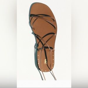 Tied Strappy Flat Sandals - Zara